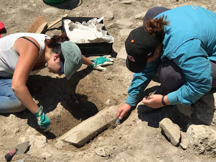 باستان شناسان در حال شناسایی و بیرون کشیدن اشیا باستانی