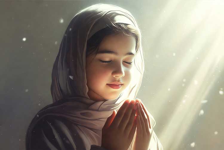 دختری در حال دعا 